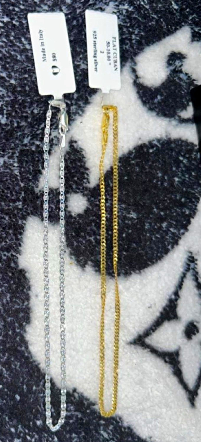 10” 925 Sterling Silver Anklets