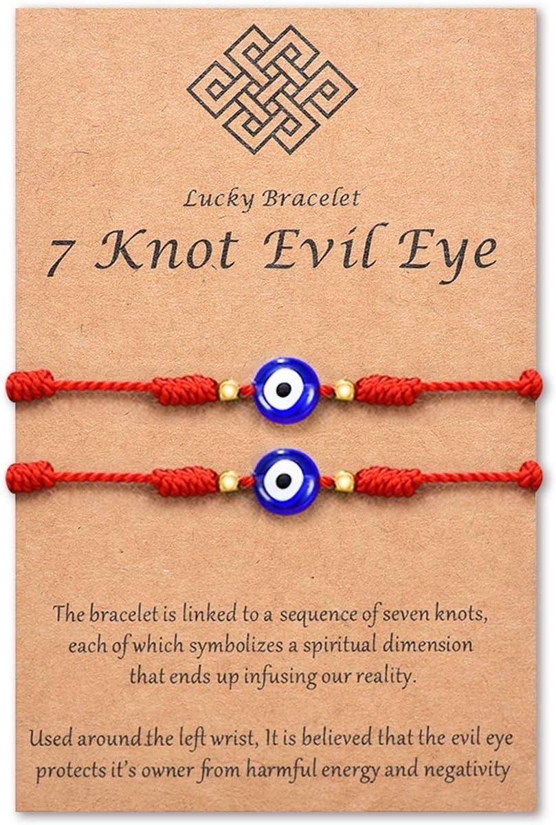 Protective 7 Knot Lucky Evil Eye Bracelet – Adjustable Red String for All Ages