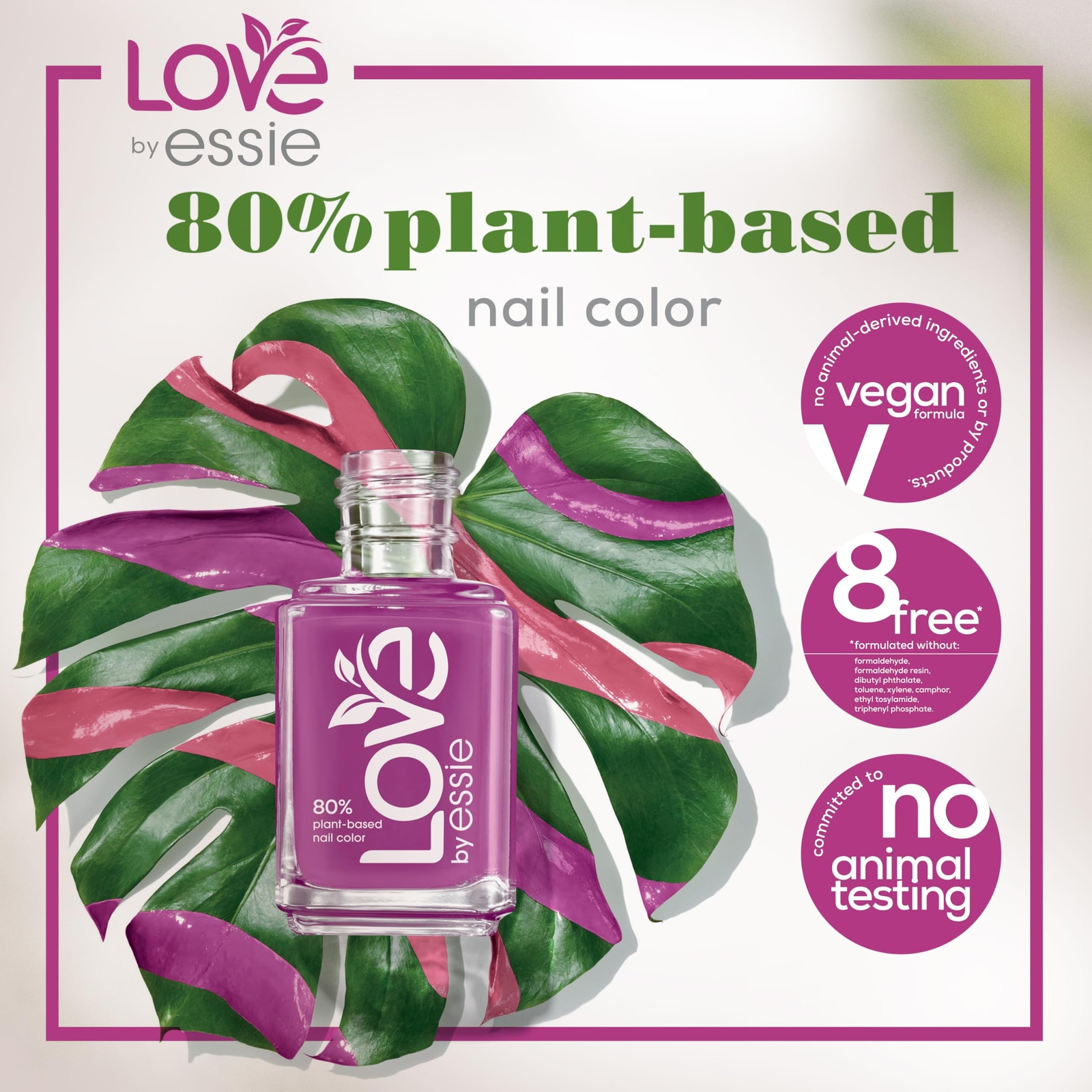 LOVE by essie Nail Polish, 80% Plant-based, Salon-Quality, Vegan, Pink, Get It