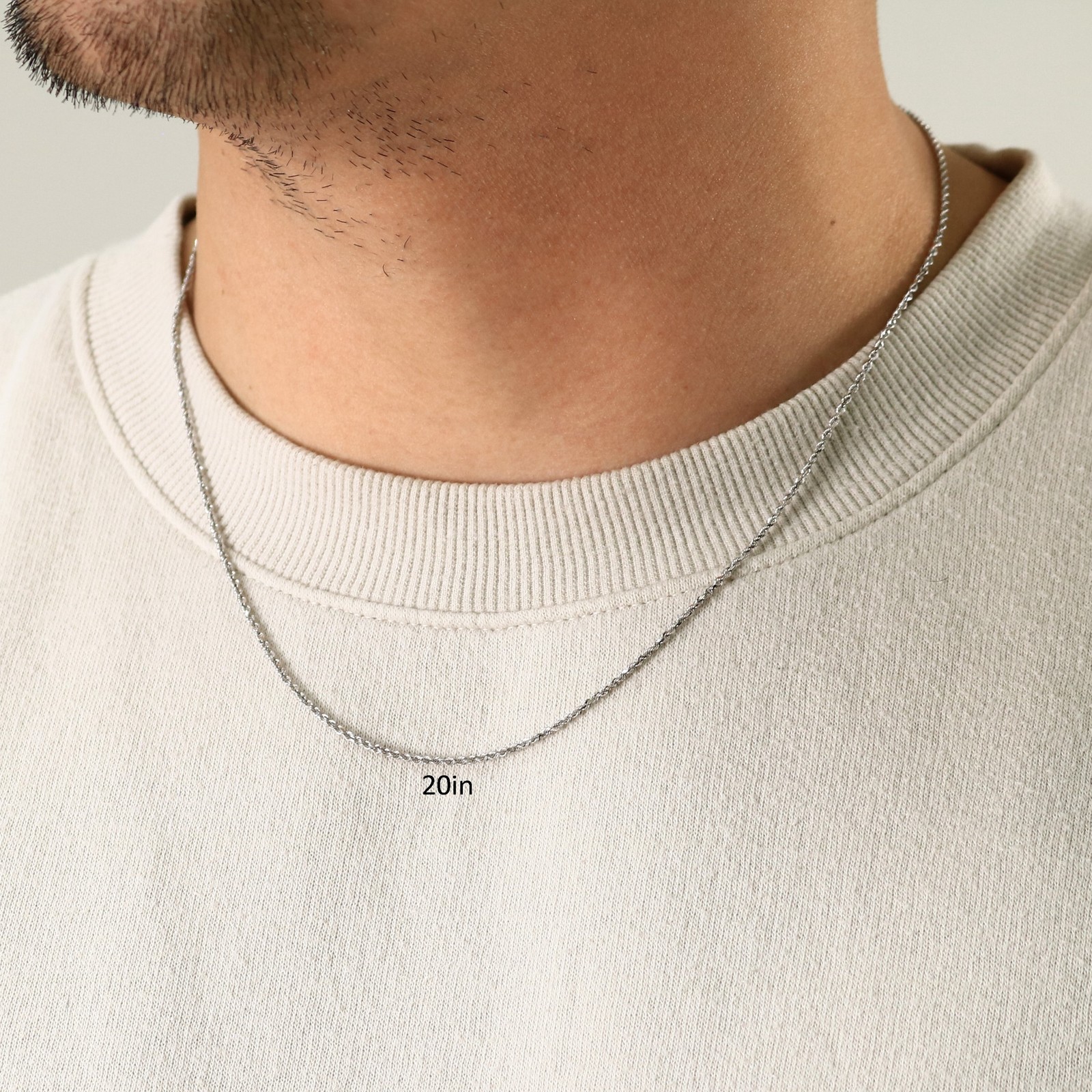 10K White Gold 1.5mm-7mm Diamond Cut Rope Chain Necklace Mens Womens 16″-30″