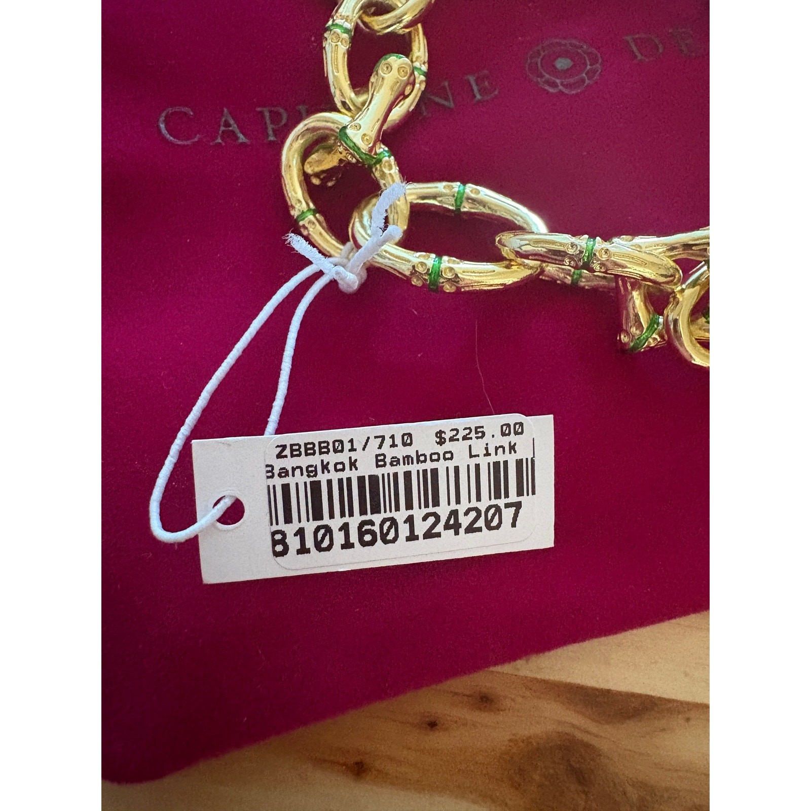 Capucine De Wulf Bangkok Bamboo Link Bracelet Gold Green Enamel Chain