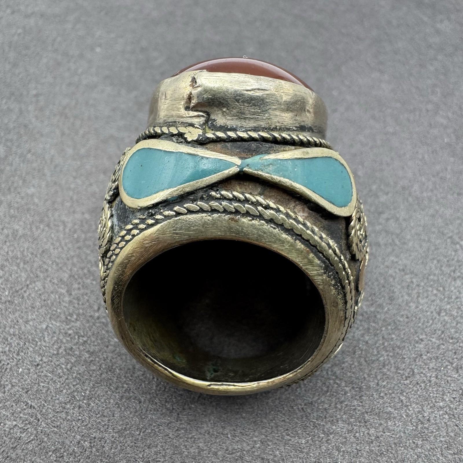 Vintage Tibetan Nepalese Ethnic Tribal Filigree Statement Ring Size 7