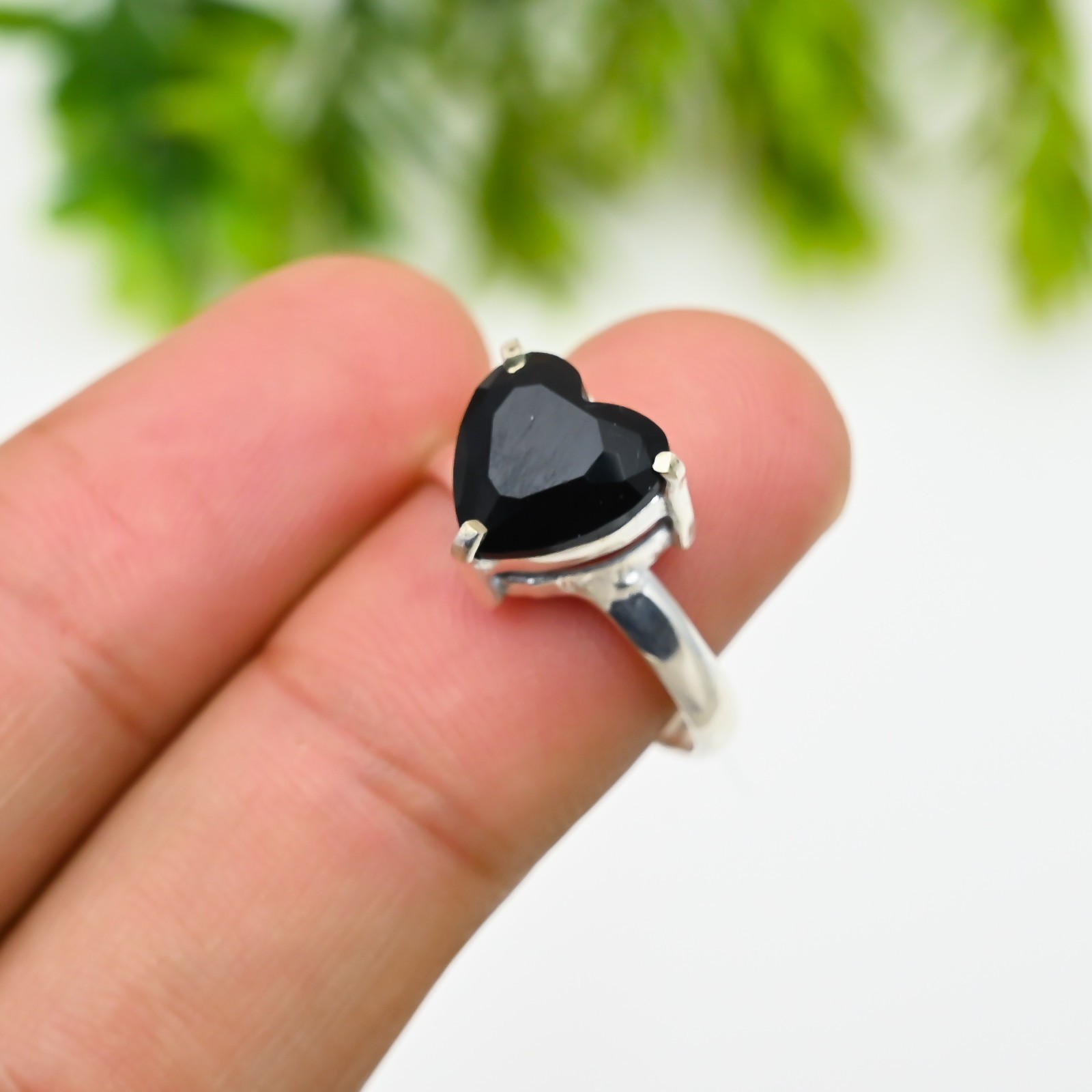 Black Onyx Gemstone Round 925 Sterling Silver Handmade Jewelry Ring Gift For
