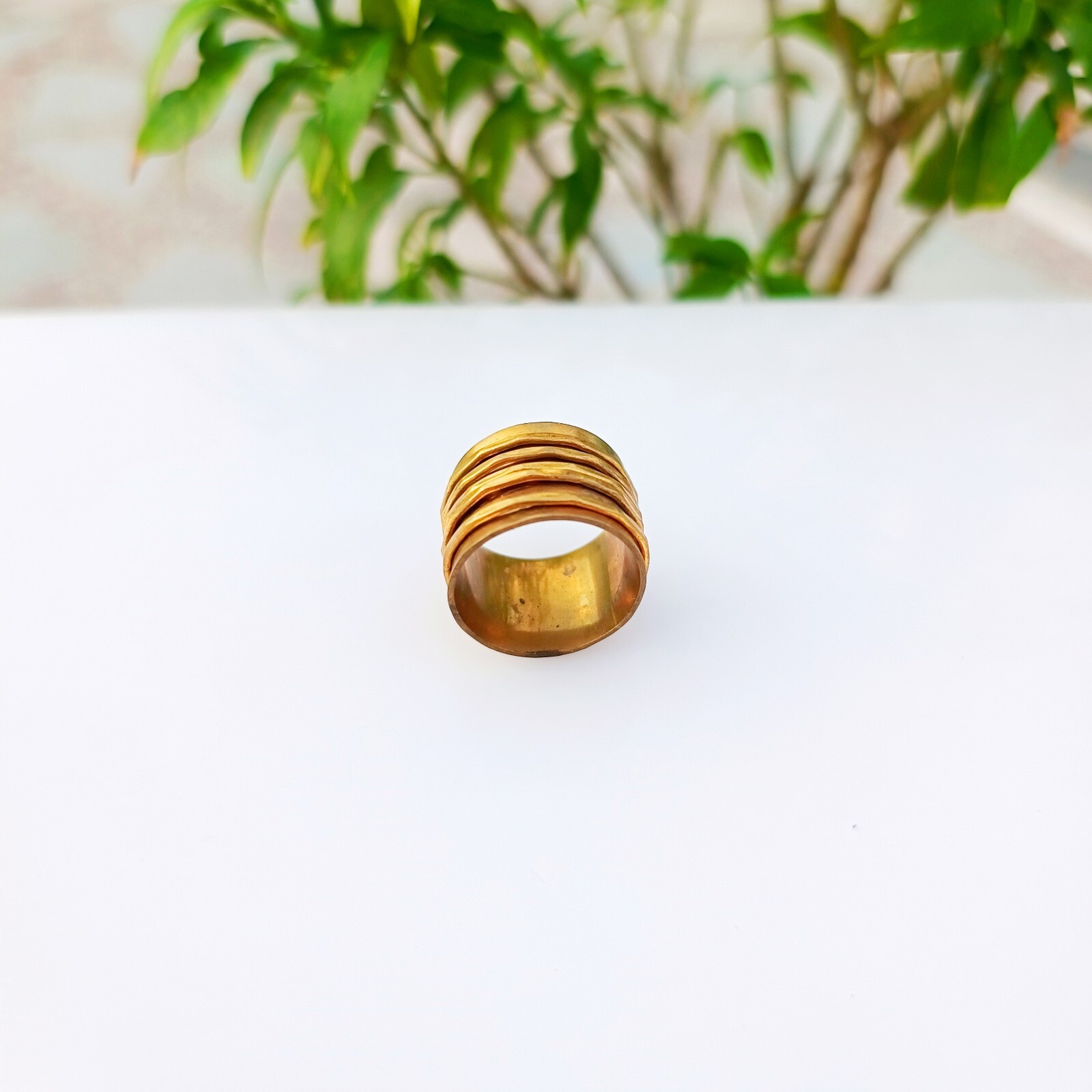 925 Sterling Silver Yellow Gold Plated Spinner Ring