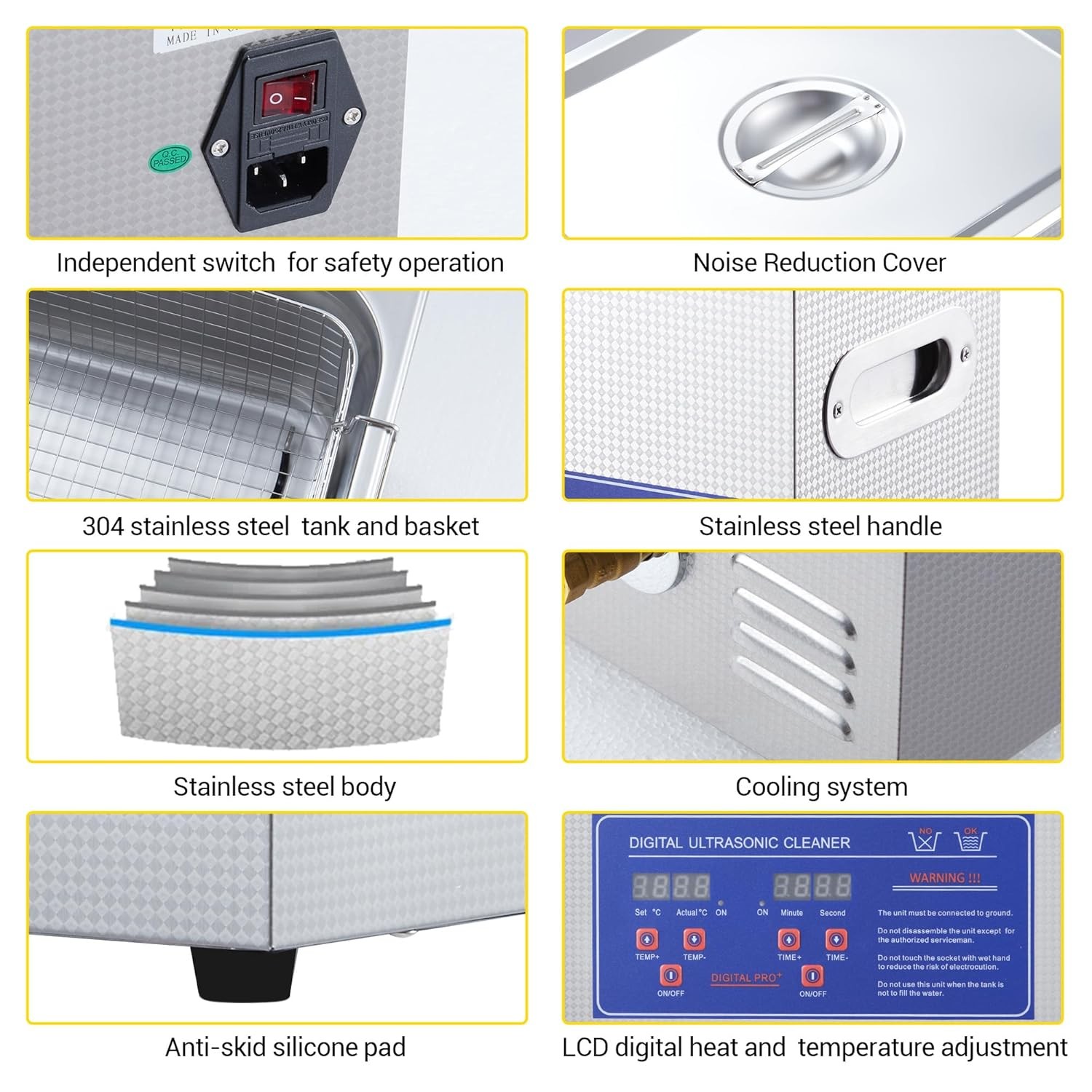 3.2L Professional Ultrasonic Cleaner with Degas, 120W 40kHz Digital for Jewelry