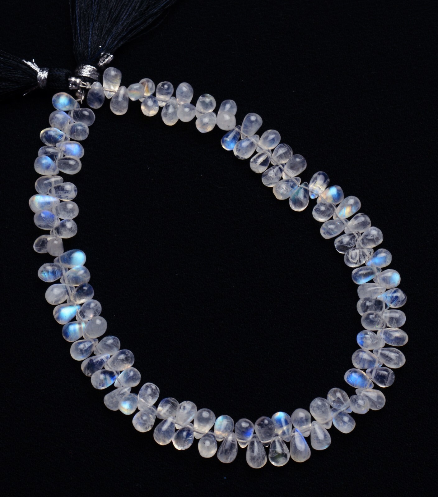 Natural Gem Rainbow Moonstone 6x4mm Approx. Size Teardrop Shape Smooth Beads 10″