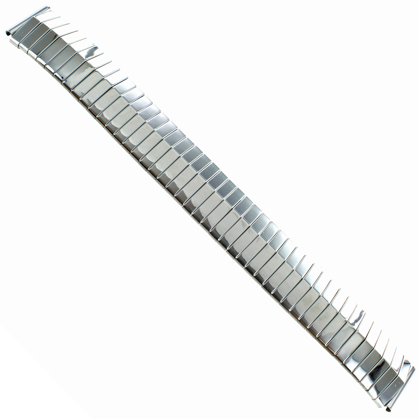 18mm or 20mm Hirsch Pyramid Stainless Twist-O-Flex Silver Tone Watch Band Long