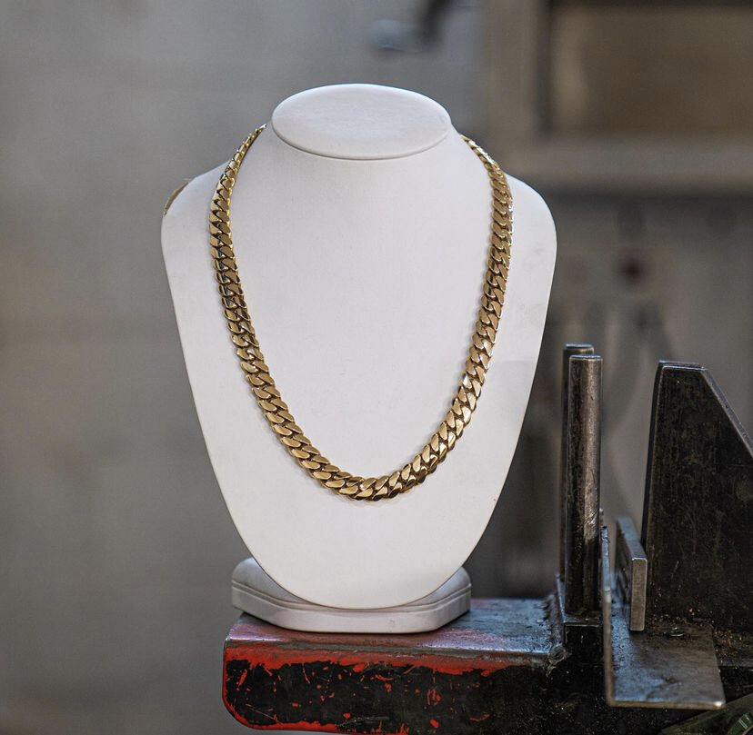 Cadenas de Plata ® Chapada en Oro 14K Para Hombre Cadena Cubana Joyería Fina
