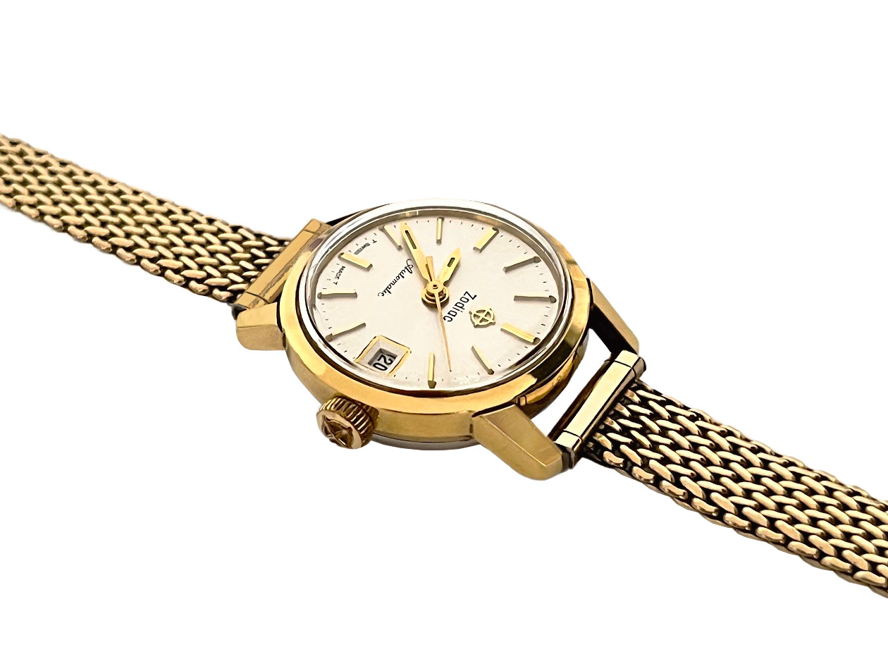 Vintage 1960s Zodiac Champagne Ladies Gold Filled Automatic Swiss Watch