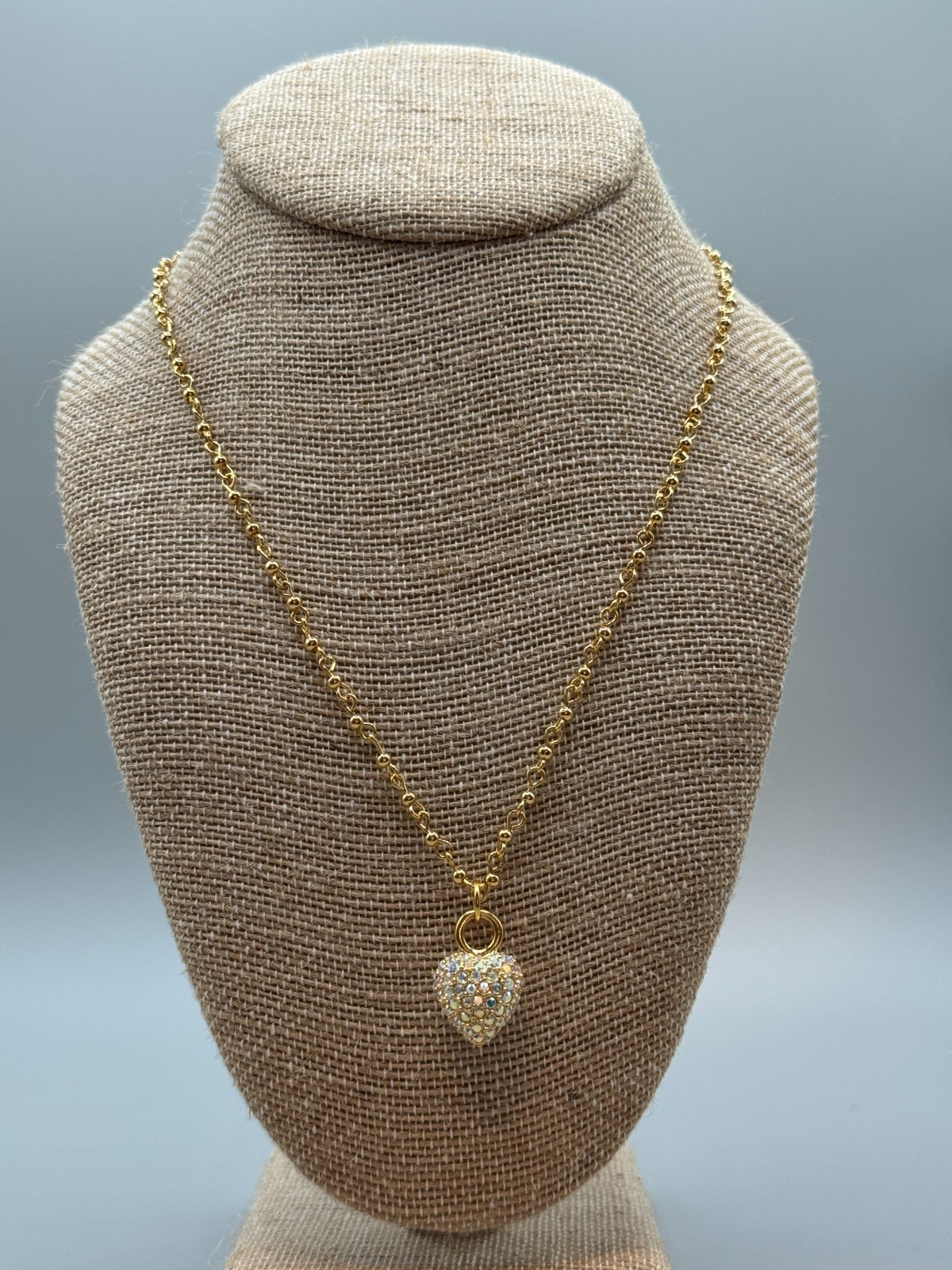 Vintage Kirks Folly Pave Swarovski Crystal Reversible Puffed Heart Signed