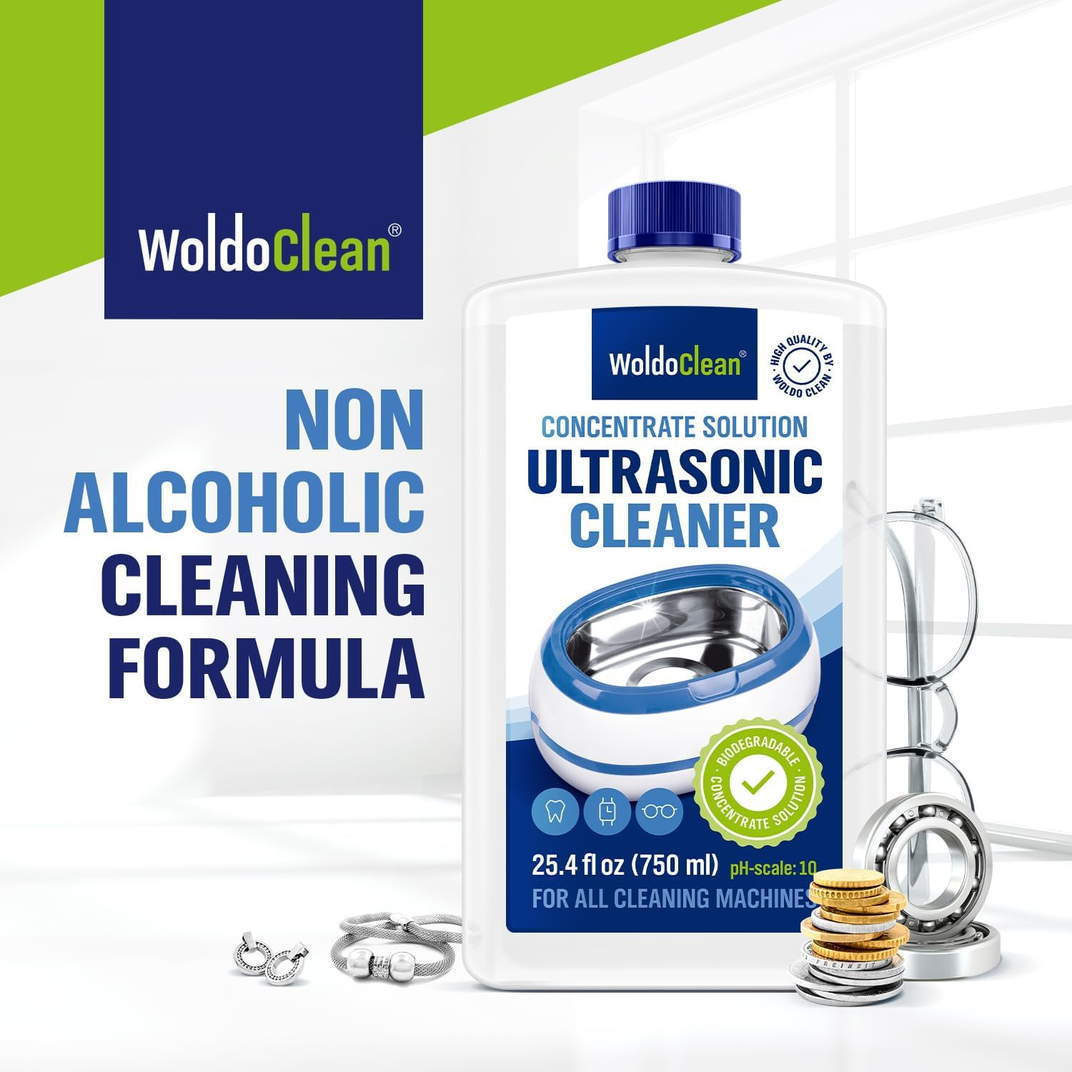 WoldoClean Ultrasonic Cleaner Solution for Jewelry 25.4 Fl Oz – 140 Concentra