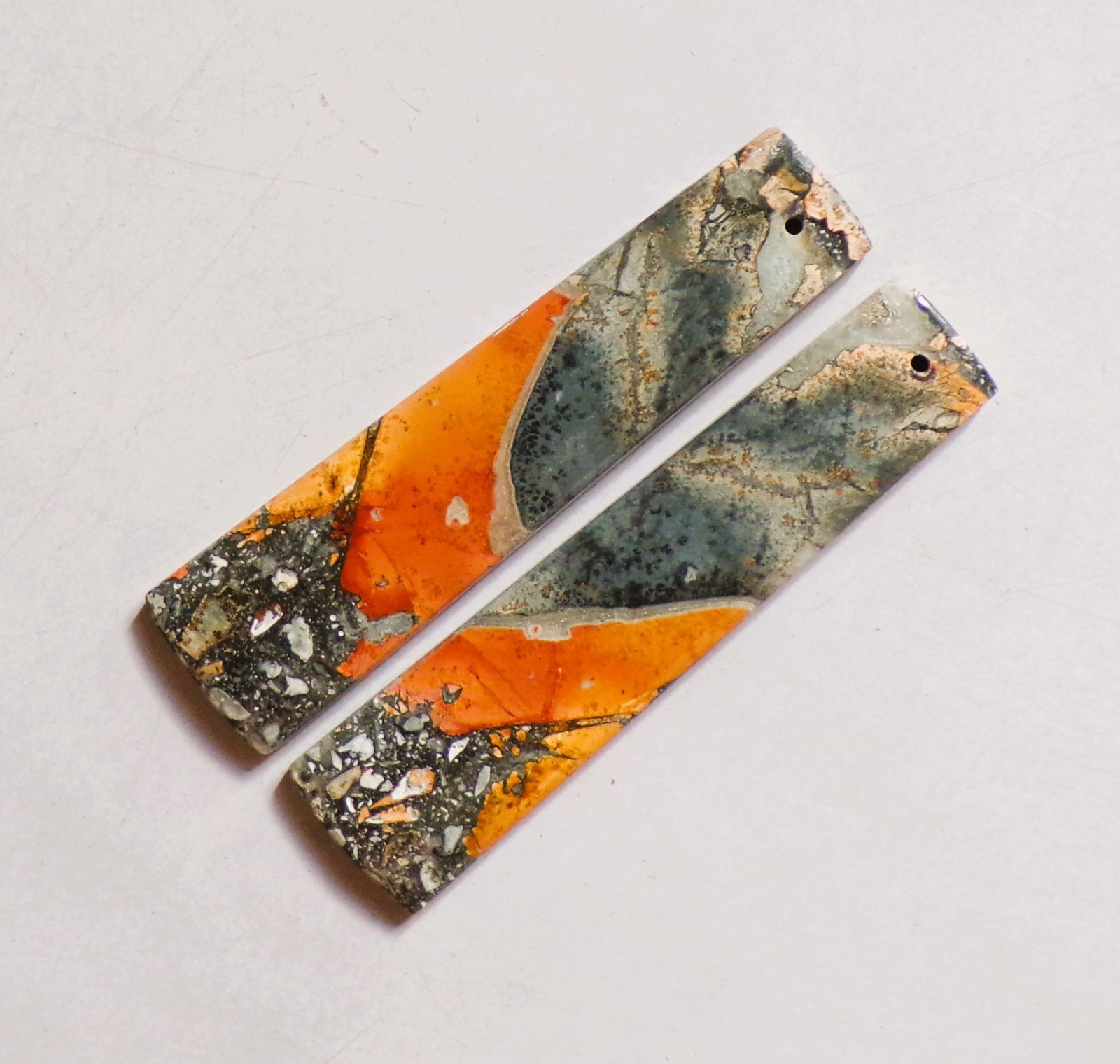 69.90 Cts Natural Maligano Jasper Drilled Cabochon Match Pair 56.5X14MM DE-24