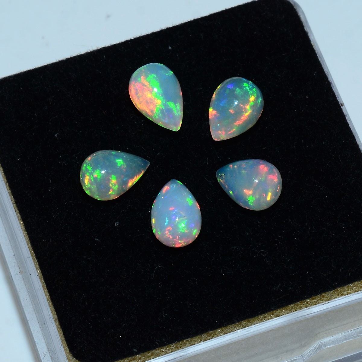Set 5 Pcs Natural Ethiopian Opal Hi-Grade Teardrop Undrilled Loose Gemstones Lot