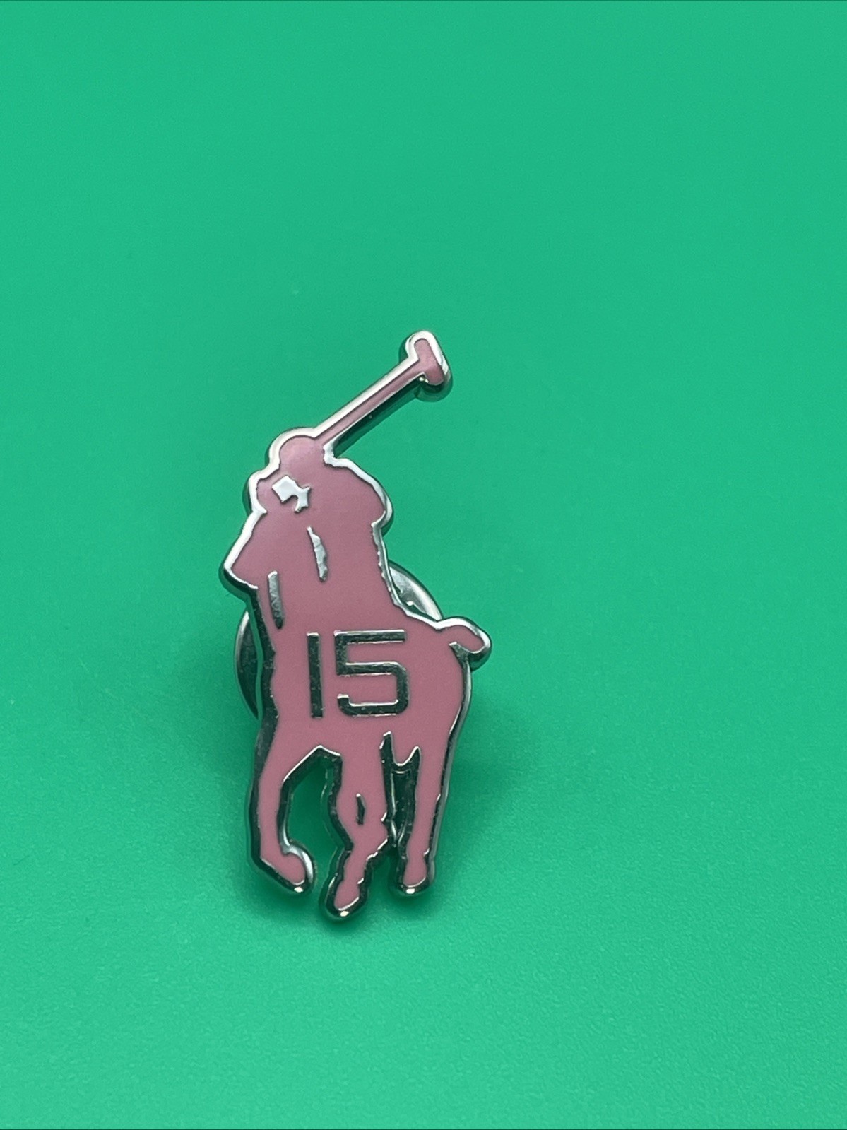 POLO Ralph Lauren Pink Pony Enamel Rider Lapel Pin 15th Anniversary