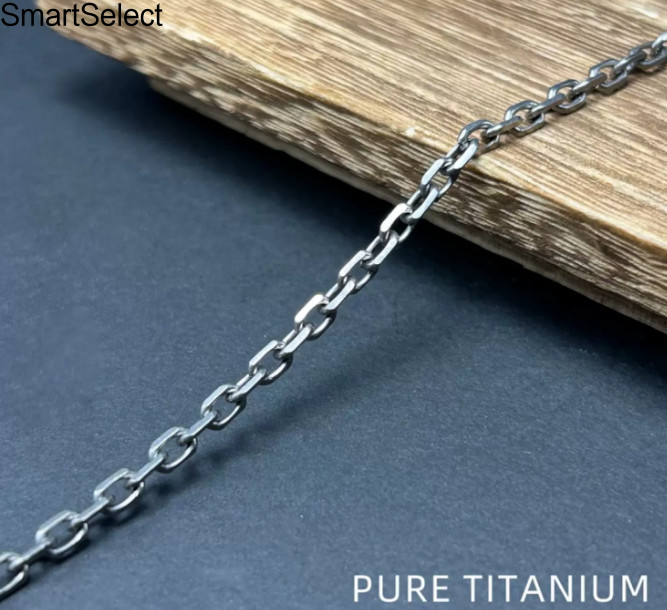 4mm Wide Pure Titanium Necklace Faceted Chain Anti Allergic Lightweight Non Fade