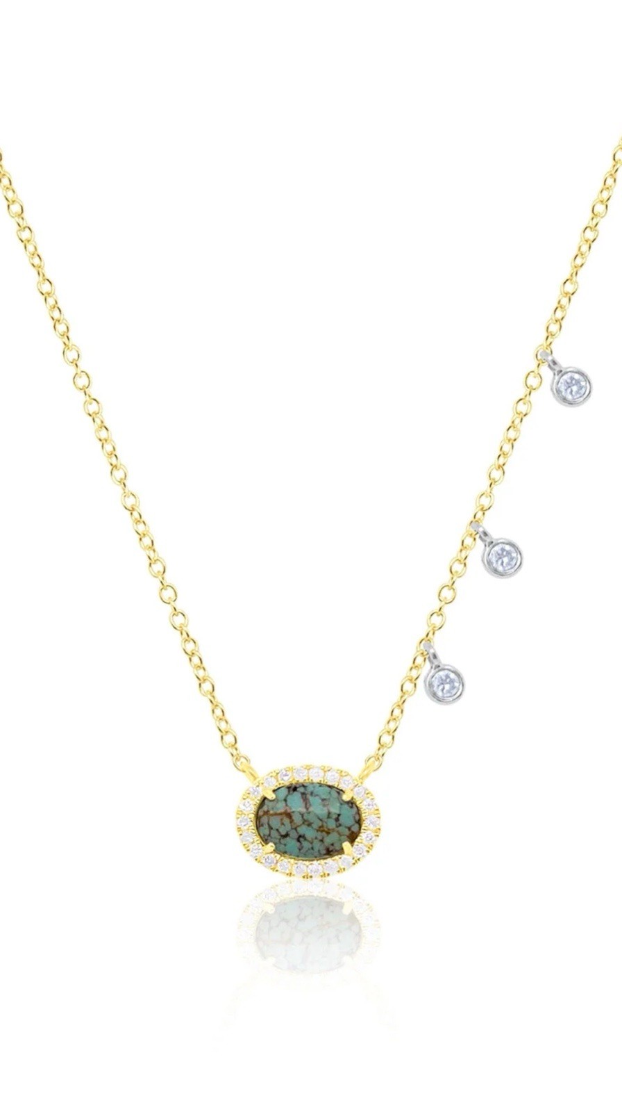 Meira T diamond turquoise pendant chain yellow silver pendant Necklace 16-18”New