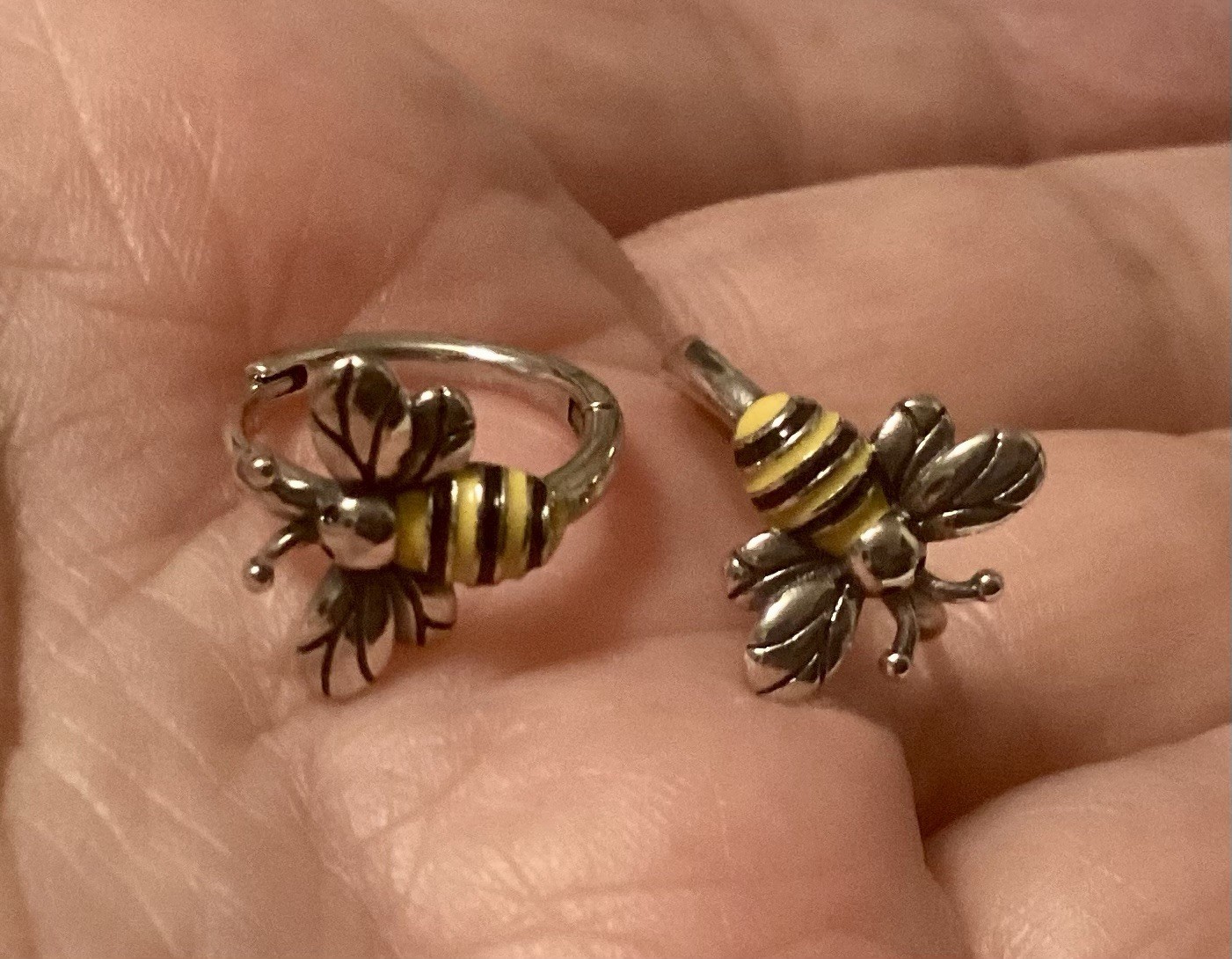 Yellow & Black Bee Huggie Hoop Earrings 3/4”