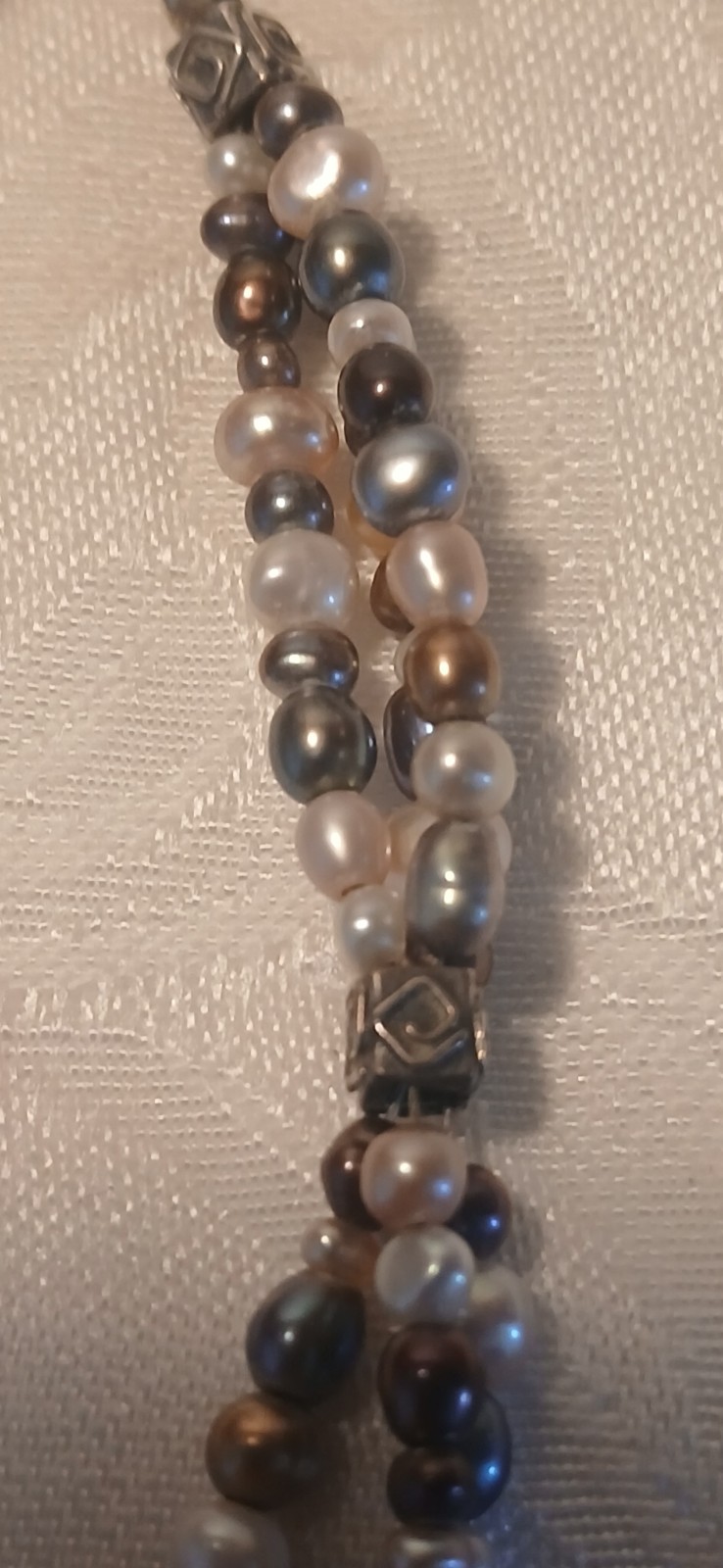 Multicolor 3 Strand Pearl Beaded Wrap Around Bracelet, 7.5″, Missing Clasp Hook