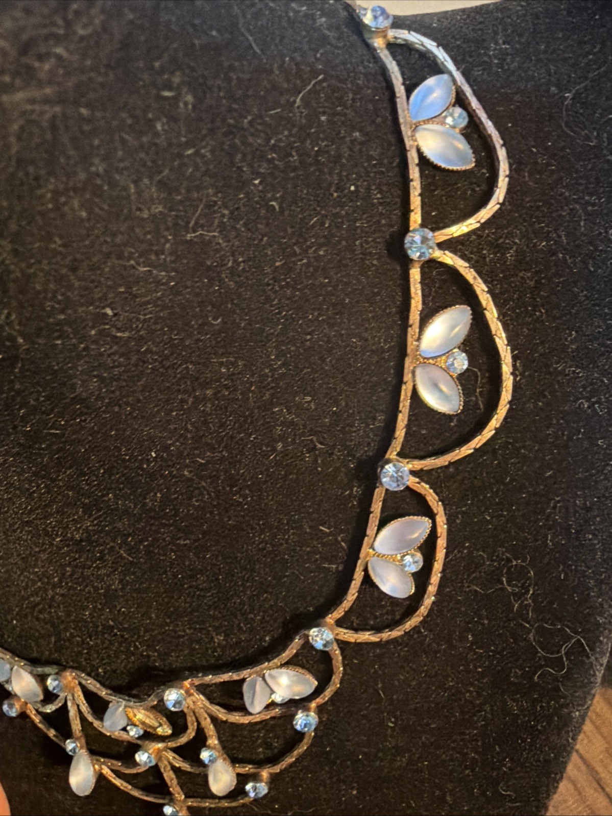 ANTIQUE EDWARDIAN MOONSTONE NECKLACE 18kgp CHAIN Hook CLASP 16” RARE Estate Find