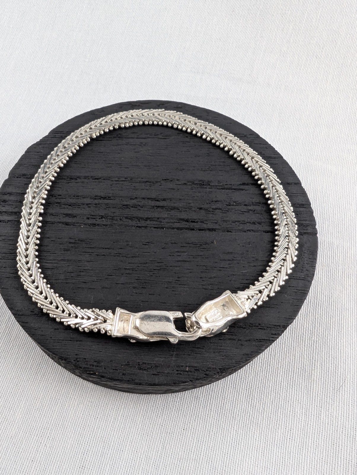 Milor Italy 925 Sterling Silver Panther Head Chevron Bracelet 9″ 6mm 17.42g