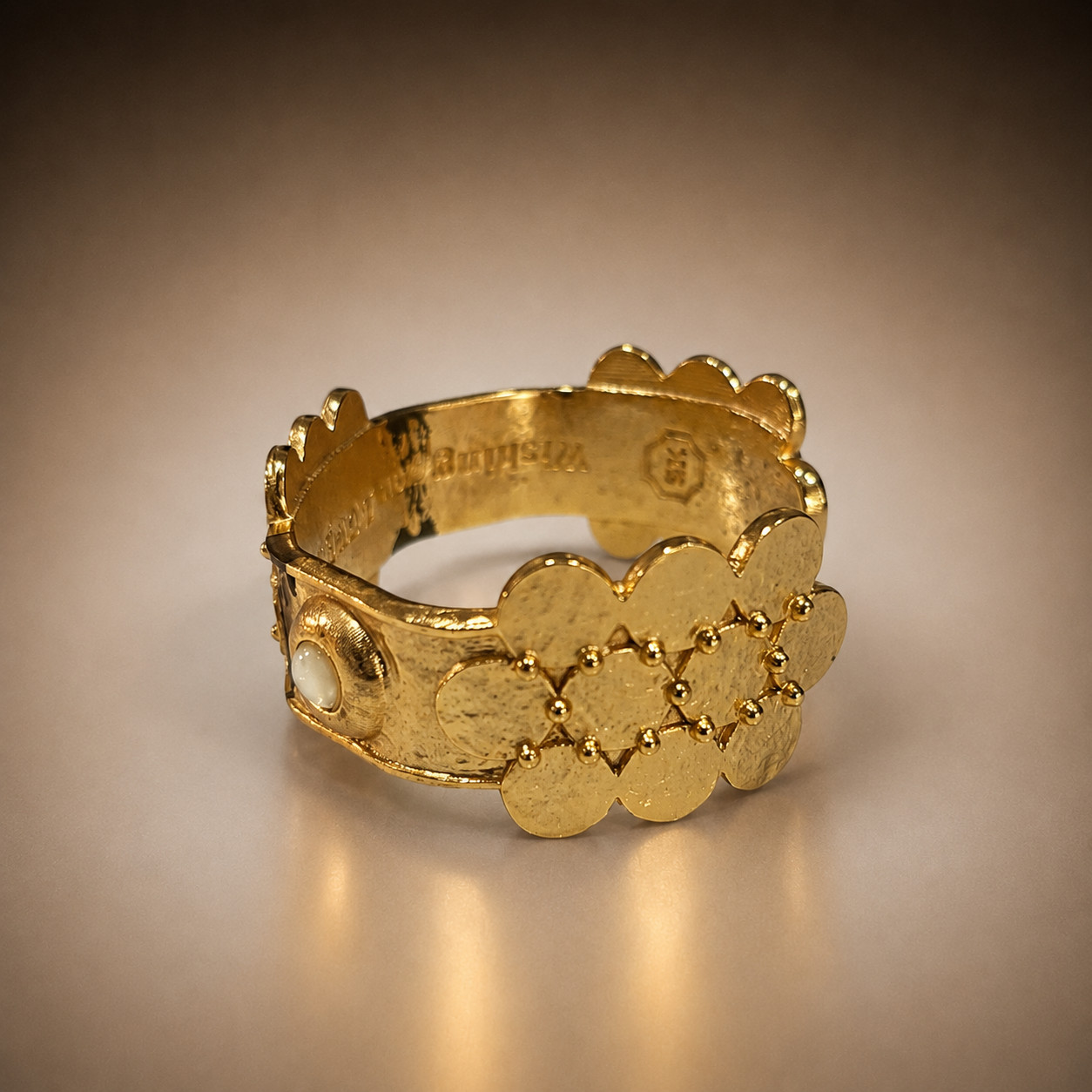 New Stephanie Kantis 24k Gold Plated Bangle Cuff Bracelet With Moon Stones$269