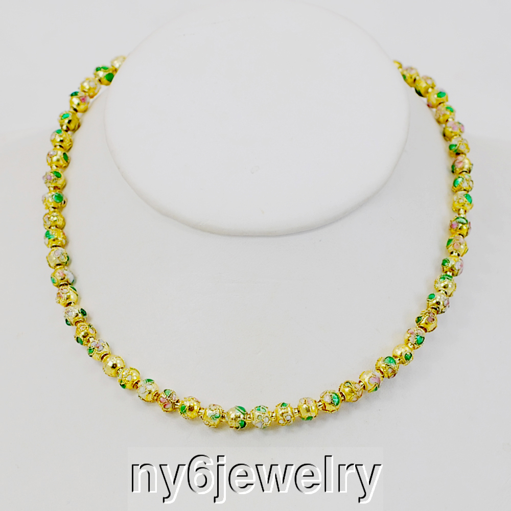 Ny6Designs Gold Cloisonne Ball Necklace 18″ for Gift ideas
