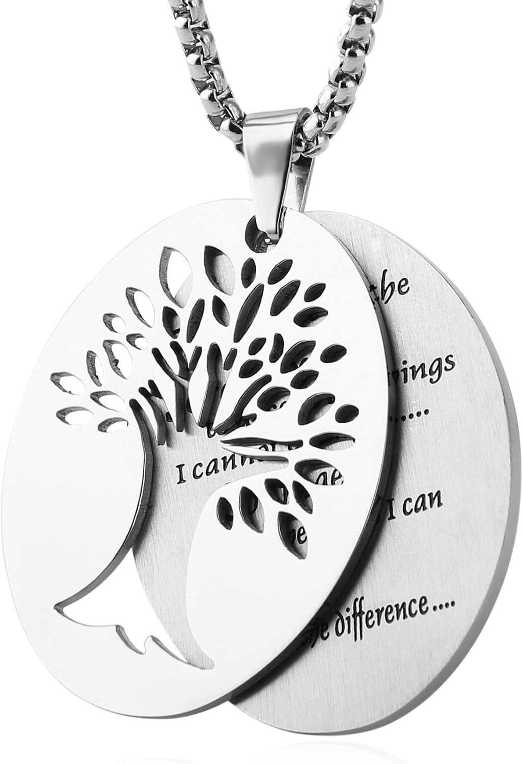 Elevate Your Spirit: Serenity Prayer Stainless Steel Necklace with Tree of Life