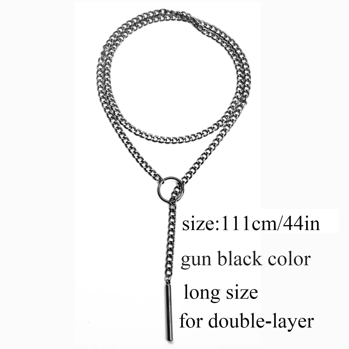 Black Slip Chain Necklace Choker Gothic Bar Pendant Lariat Layering Jewelry