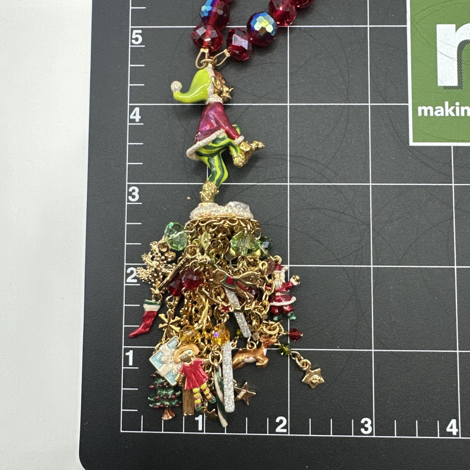 Kirks Folly Brass/Gold-Tone “Ouch the Elf” Red Bead Necklace 29 1/2″ Necklace