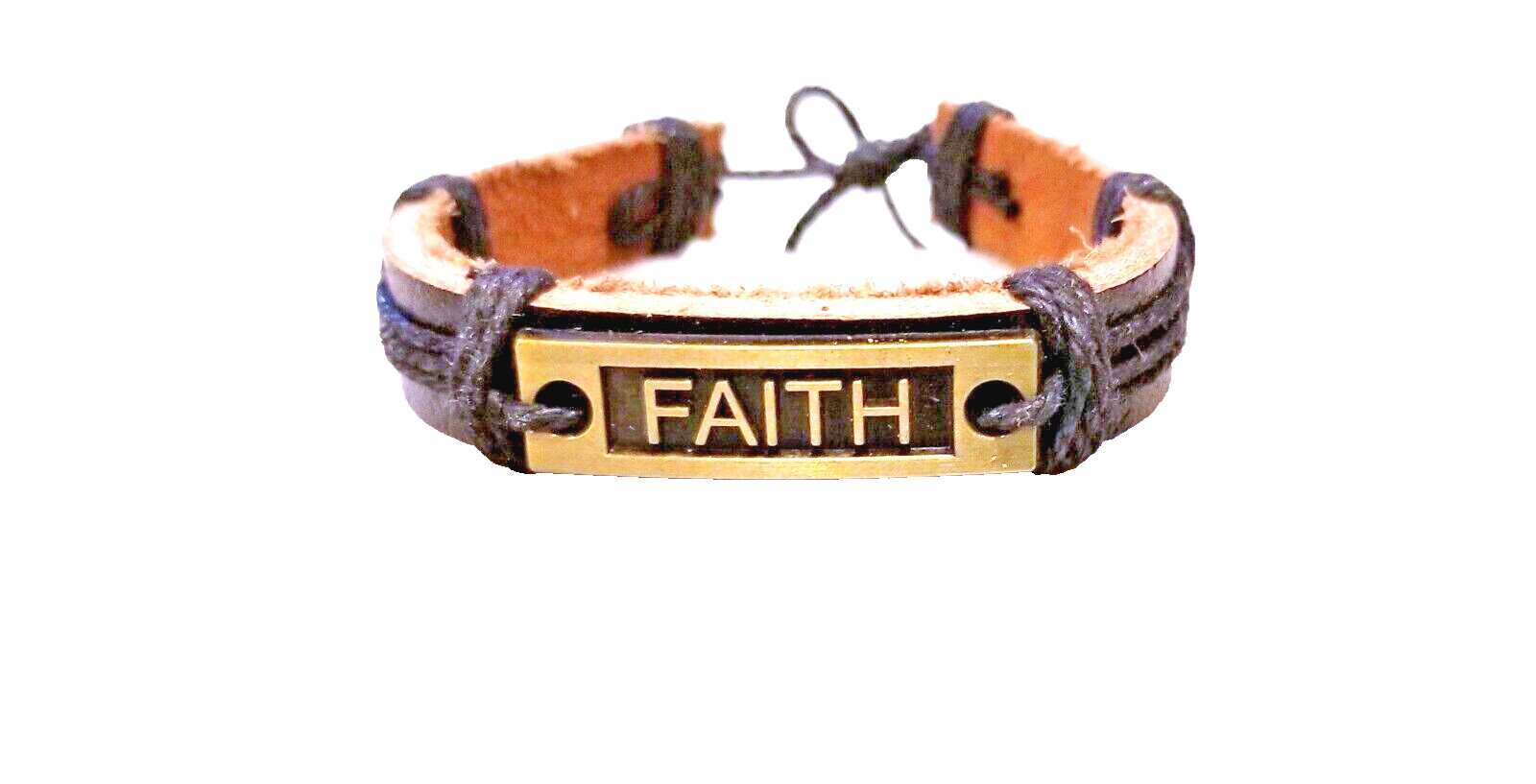 FAITH BRACELET Adjustable Black Leather~ ANY GENDER ~ All Ages ~ CHRISTIAN GIFT!