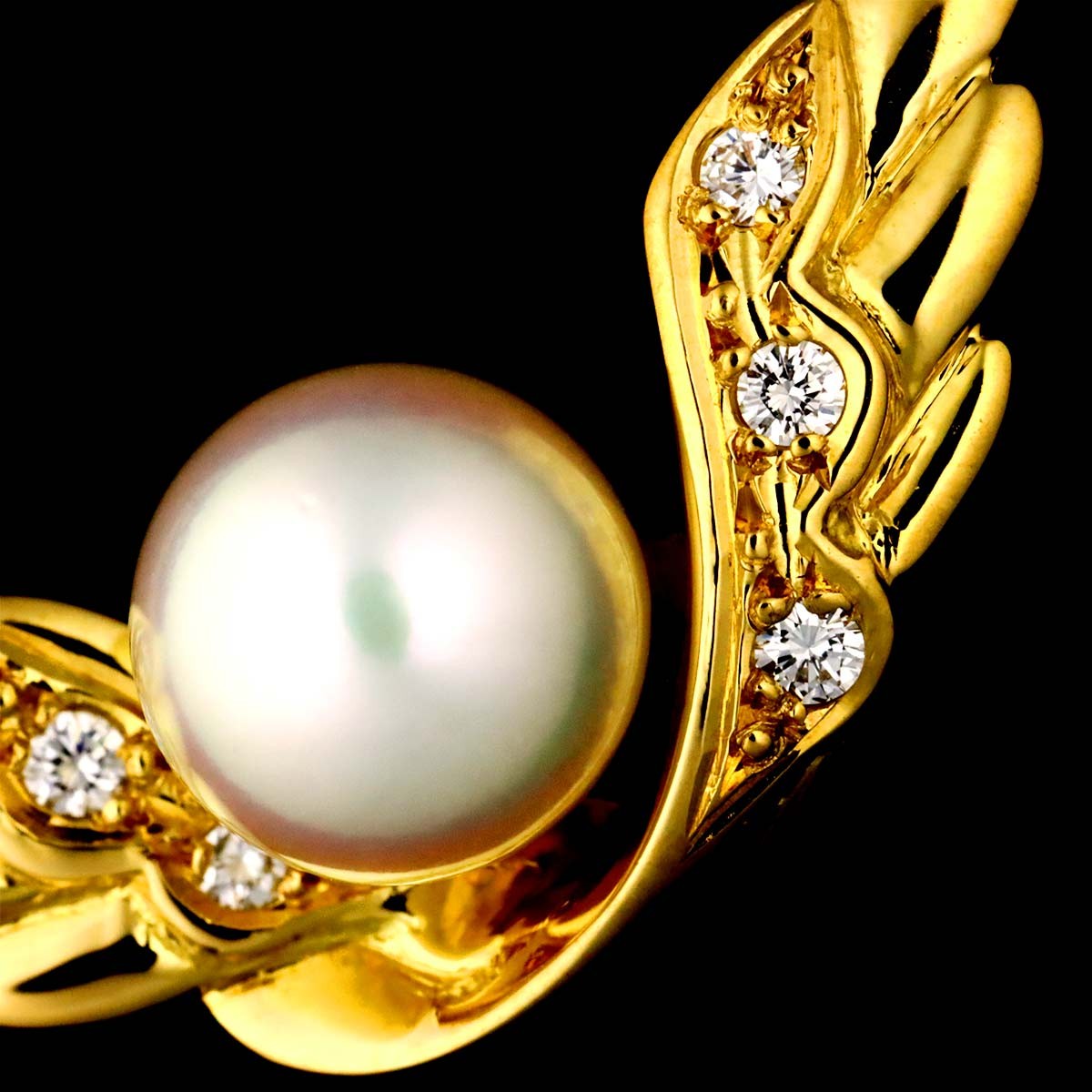 MIKIMOTO Akoya Pearl 6.9mm Diamond Necklace 18K YG 750 90318970