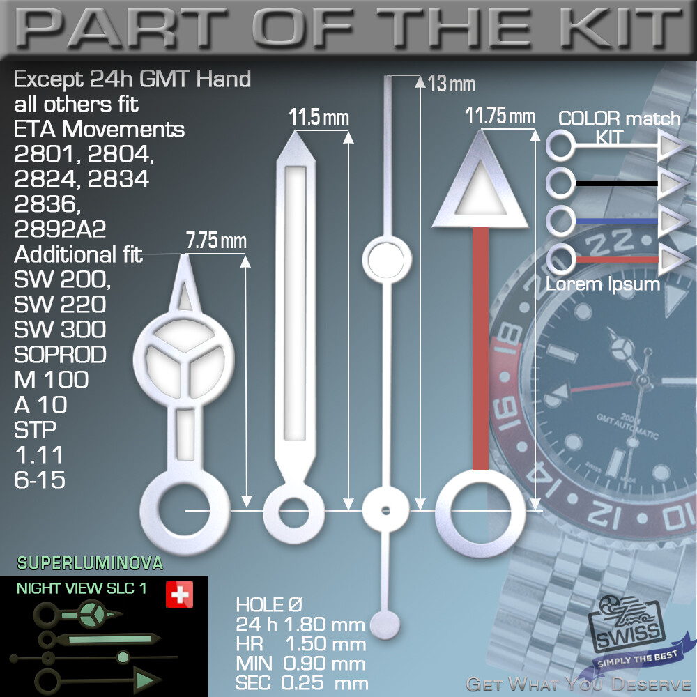 DO IT YOUR SELF KIT SUBMARINE DIVE EXPLORER fit ETA-2893-2 GMT, SW 330, Ø 40 MM