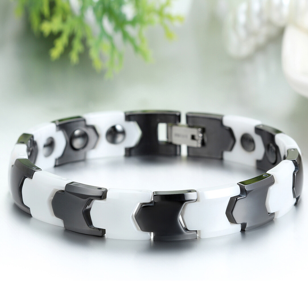 8.3″ Mens Boys Ceramic Energy Magnetic Health Bracelet Brazil Style Cuff Bangle