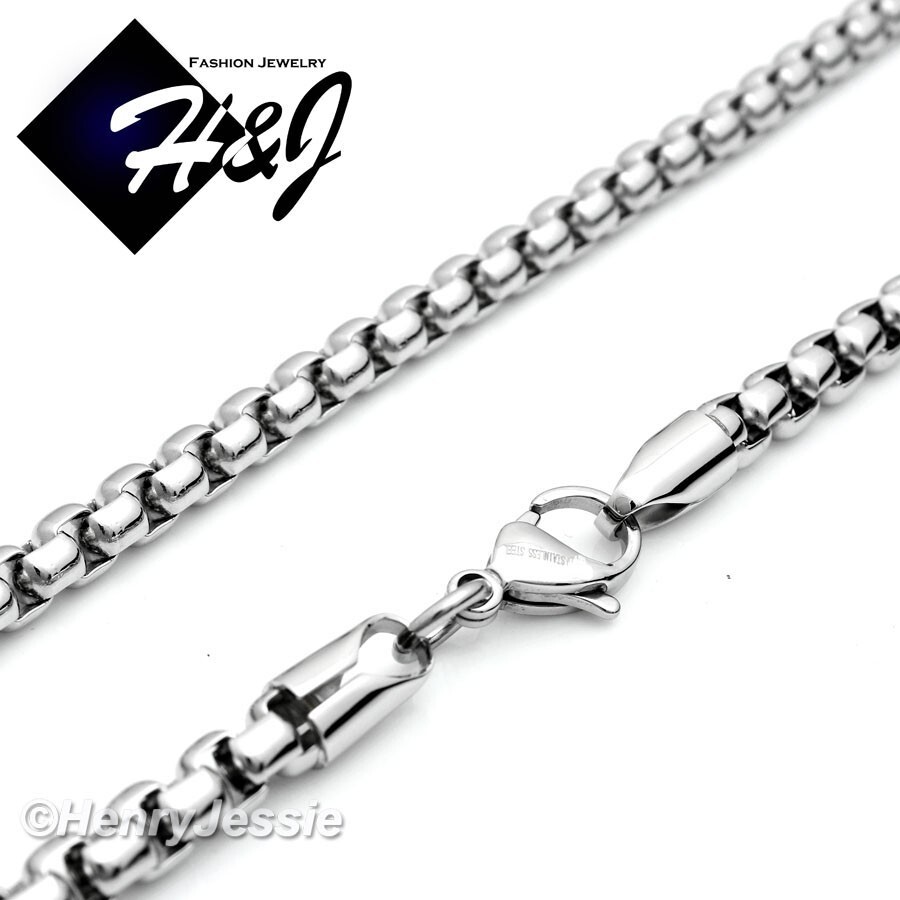 24″MEN 316L Stainless Steel 5mm Silver Box Link Chain ICY CZ Cross Pendant*IP138