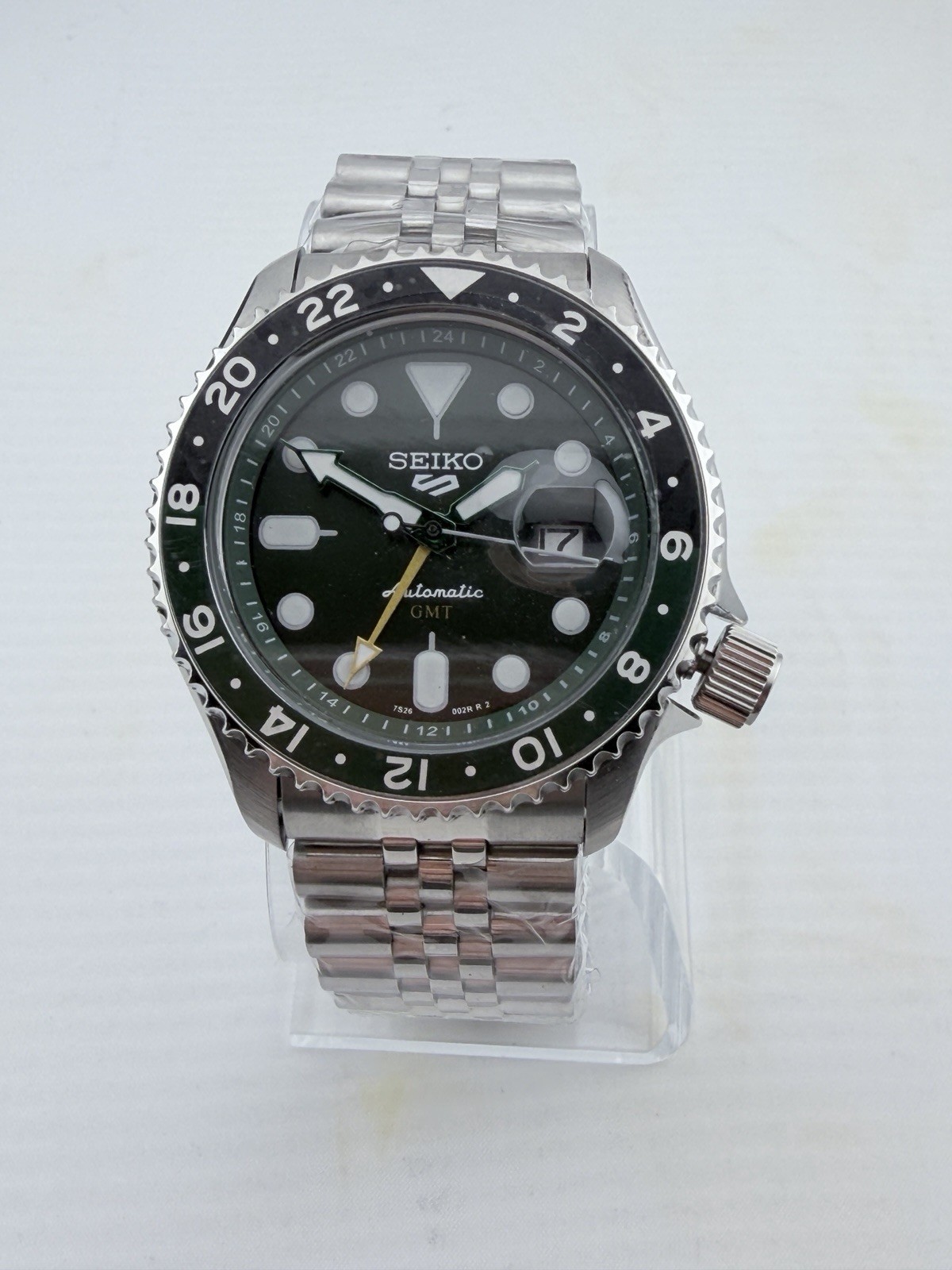 Seiko 5 Sports GMT SSK005 Green Automatic Jubilee Bracelet Box & Case 42.5mm