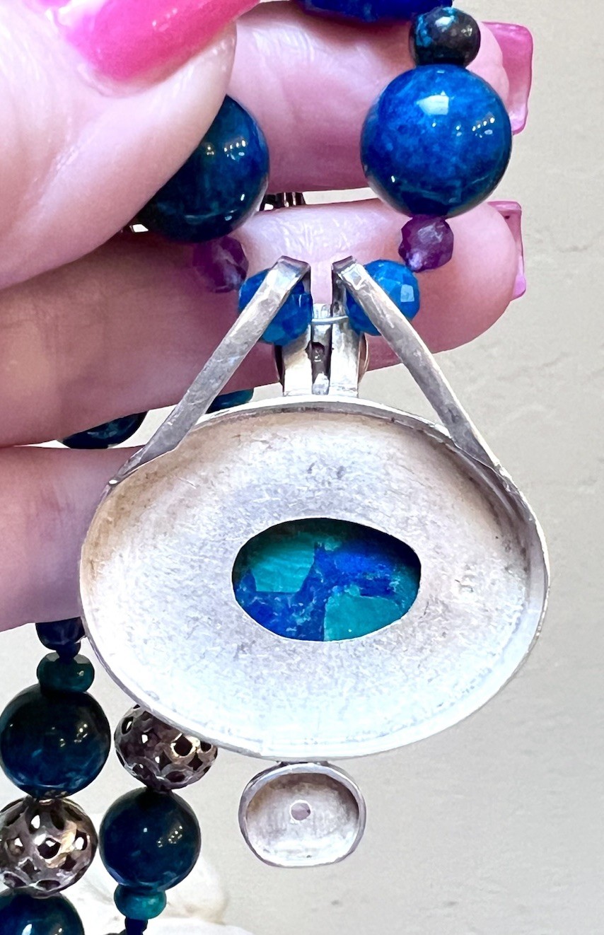 GORGEOUS Artisan Sterling Silver Azurite, Chrysocolla, Lapis, Etc. Necklace