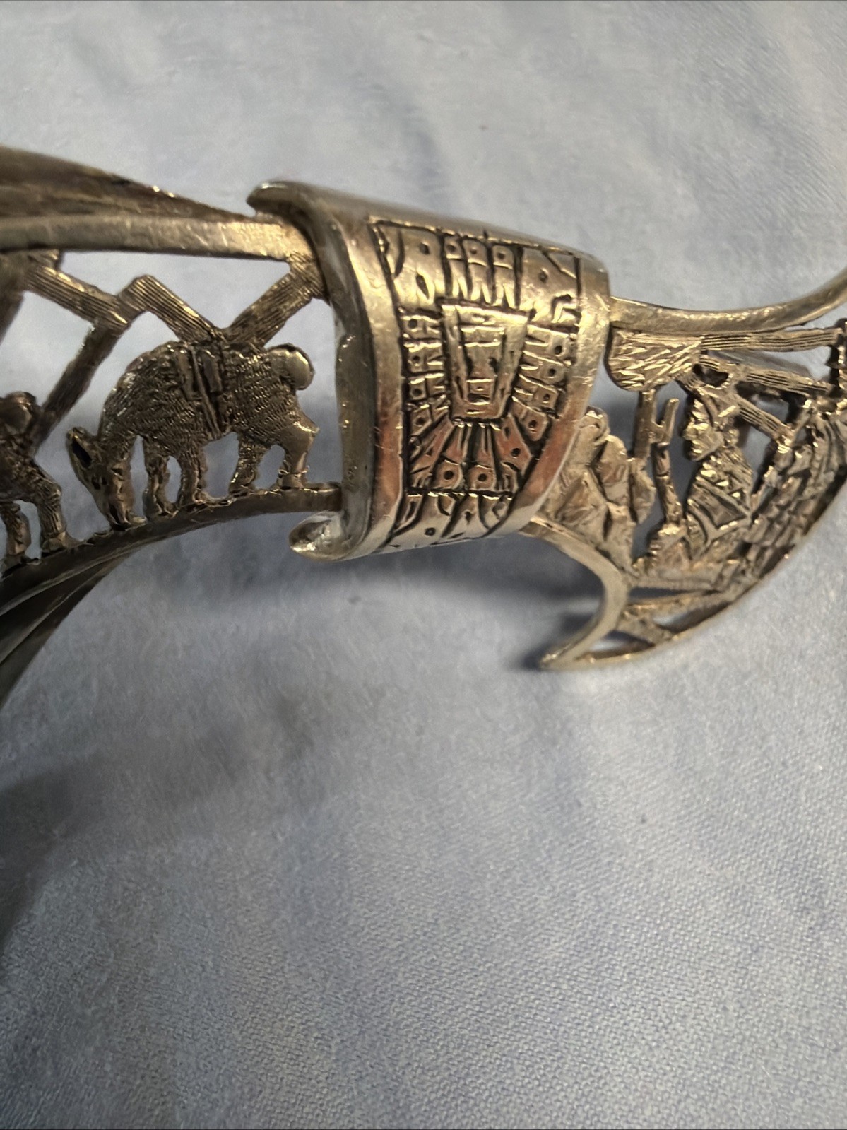 Vintage 1950S Damascene Style Pin From Peru, S America. Sterling Silver 13 G ￼