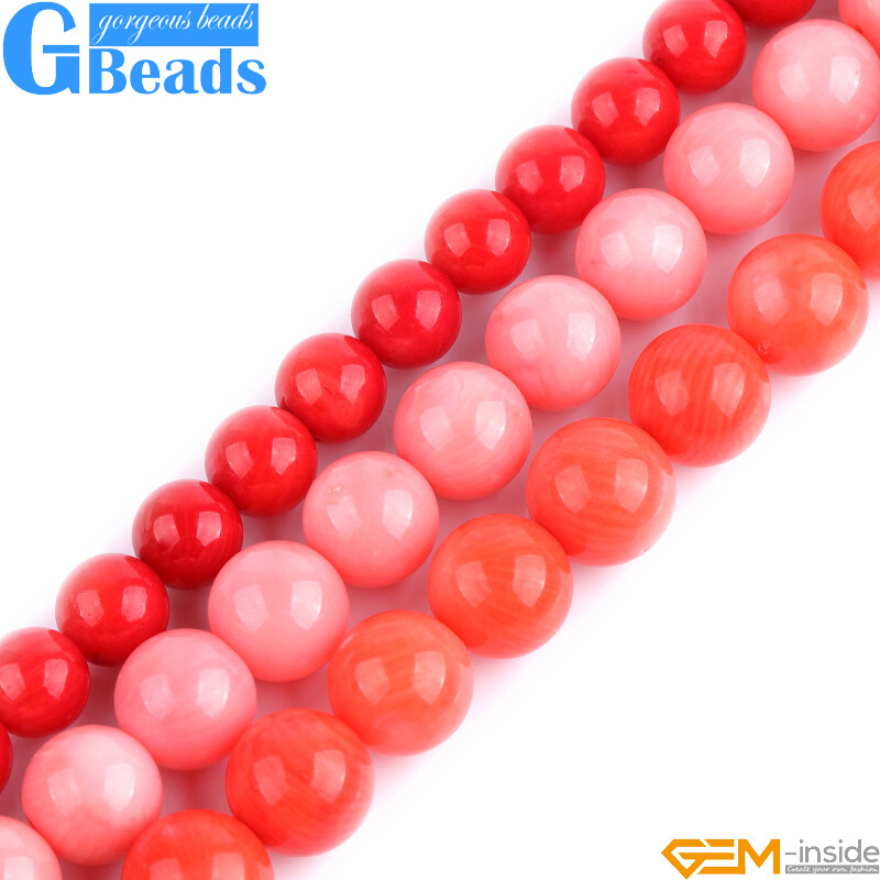 Round Orange Coral Gemstone Beads For Jewelry Making 15″ 2mm 3mm 4mm 5mm 6mm 7mm