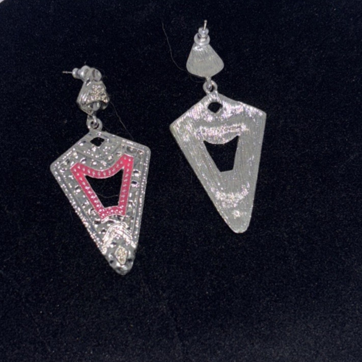 Western Dangle Earrings Southwestern Silver Custom Jewelry 2 1/8 in Drop
