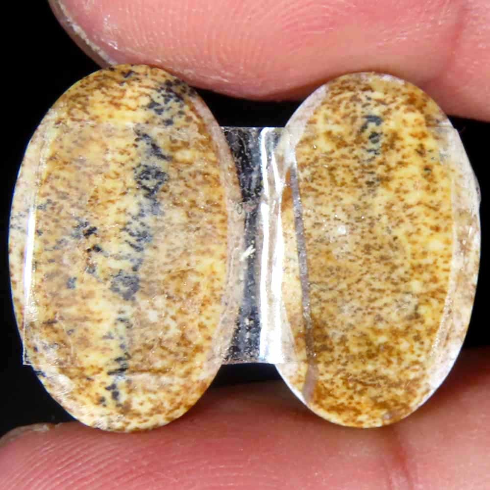 20.80Cts.100% Natural Designer Picture Jasper Oval 11x18x5mm cab Pair Gemstone