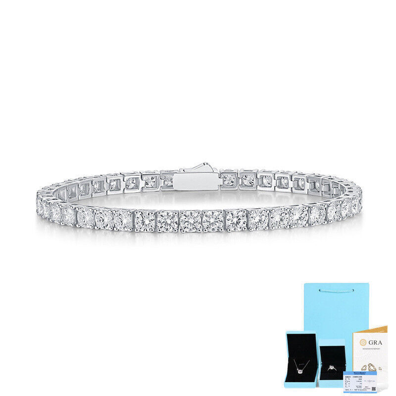 ALL SIZE VVS1/D Certified GRA Moissanite Tennis Bracelet S925 SILVER PASS TESTER