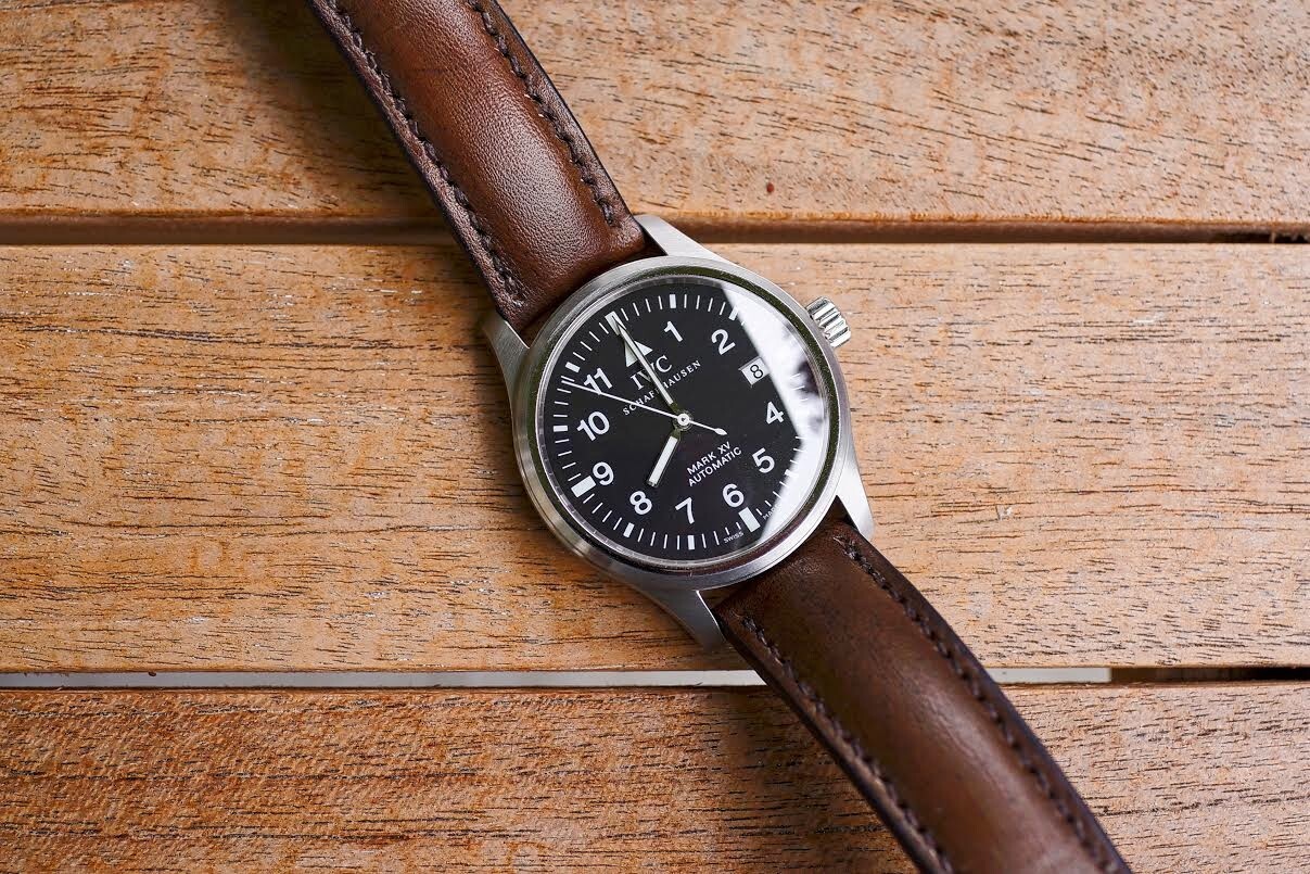 IWC Pilot Mark XV curved end leather strap watch band Made In Taiwan Cheergiant