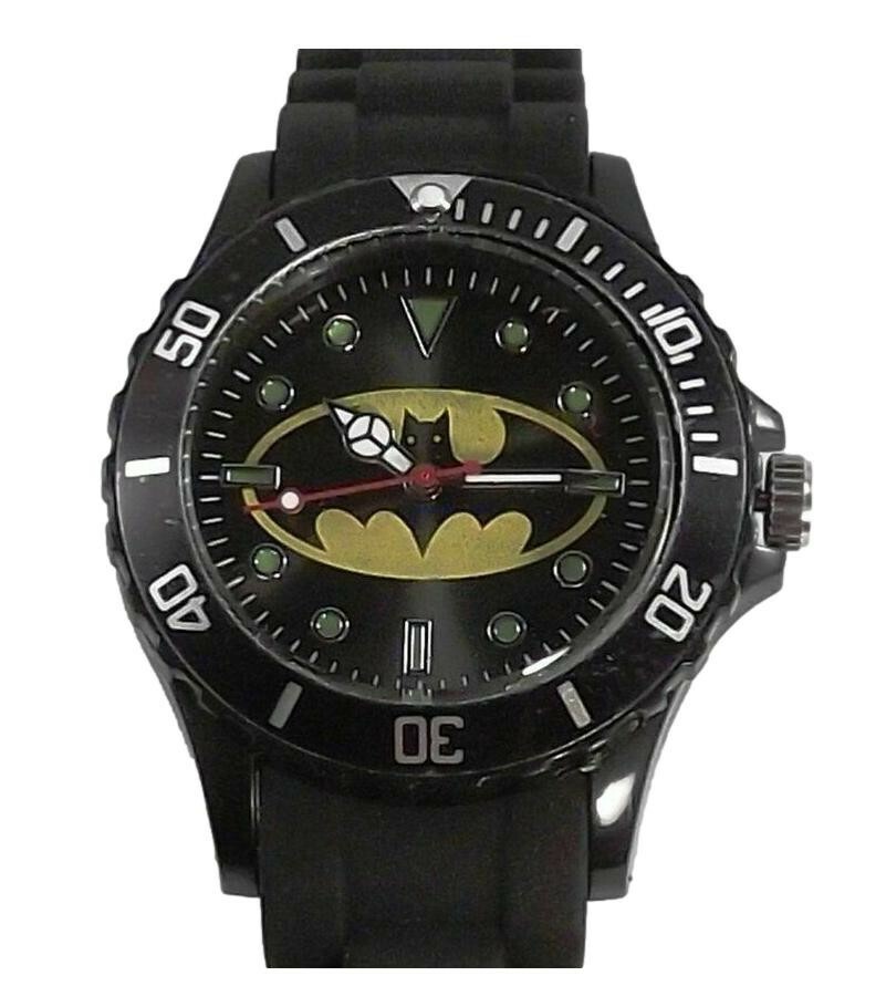 Batman Superhero Logo Black Silicone Band Wrist Watch