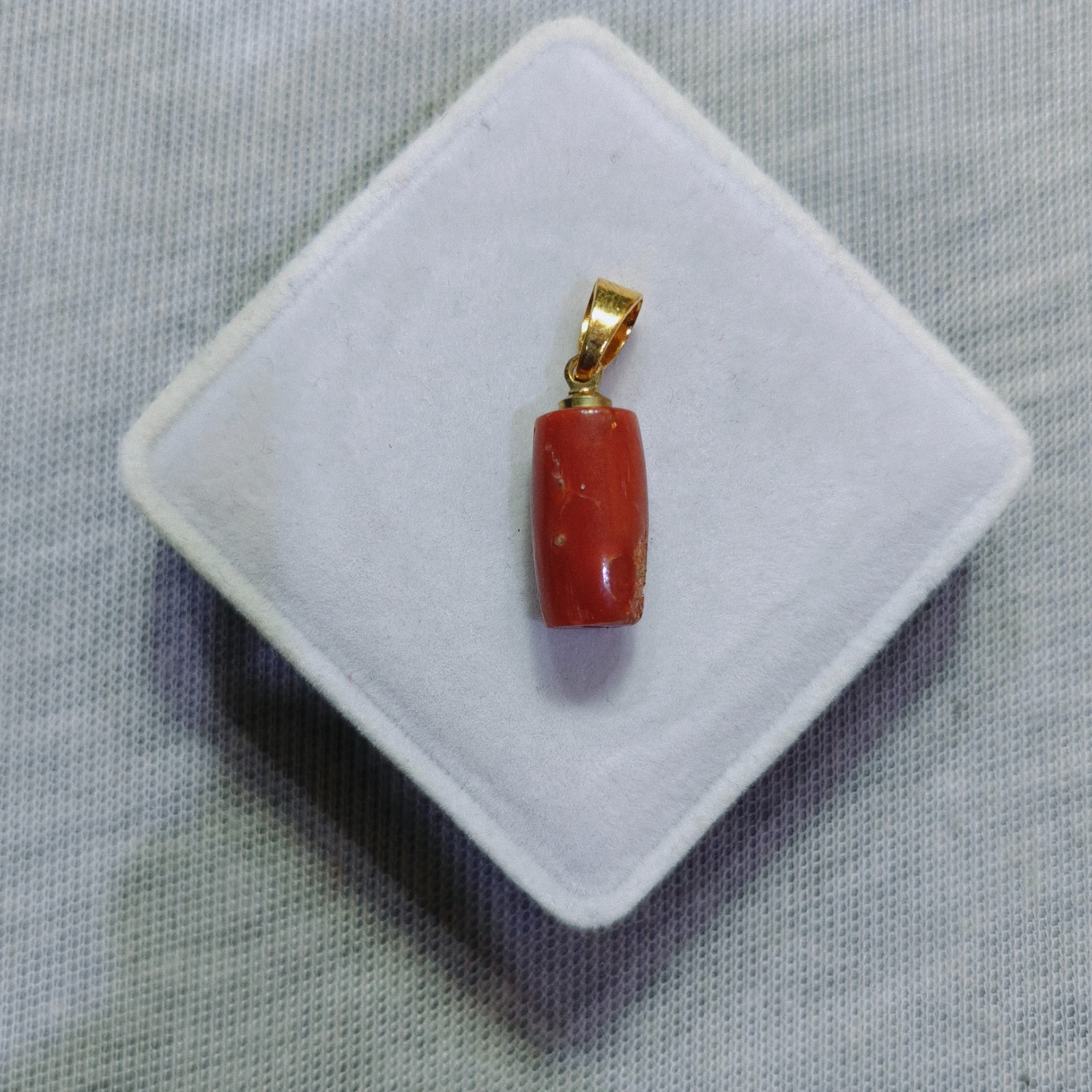 Natural Italian Red Coral Brass Pendant Sea Coral Gemstone Handmade Jewelry Gift