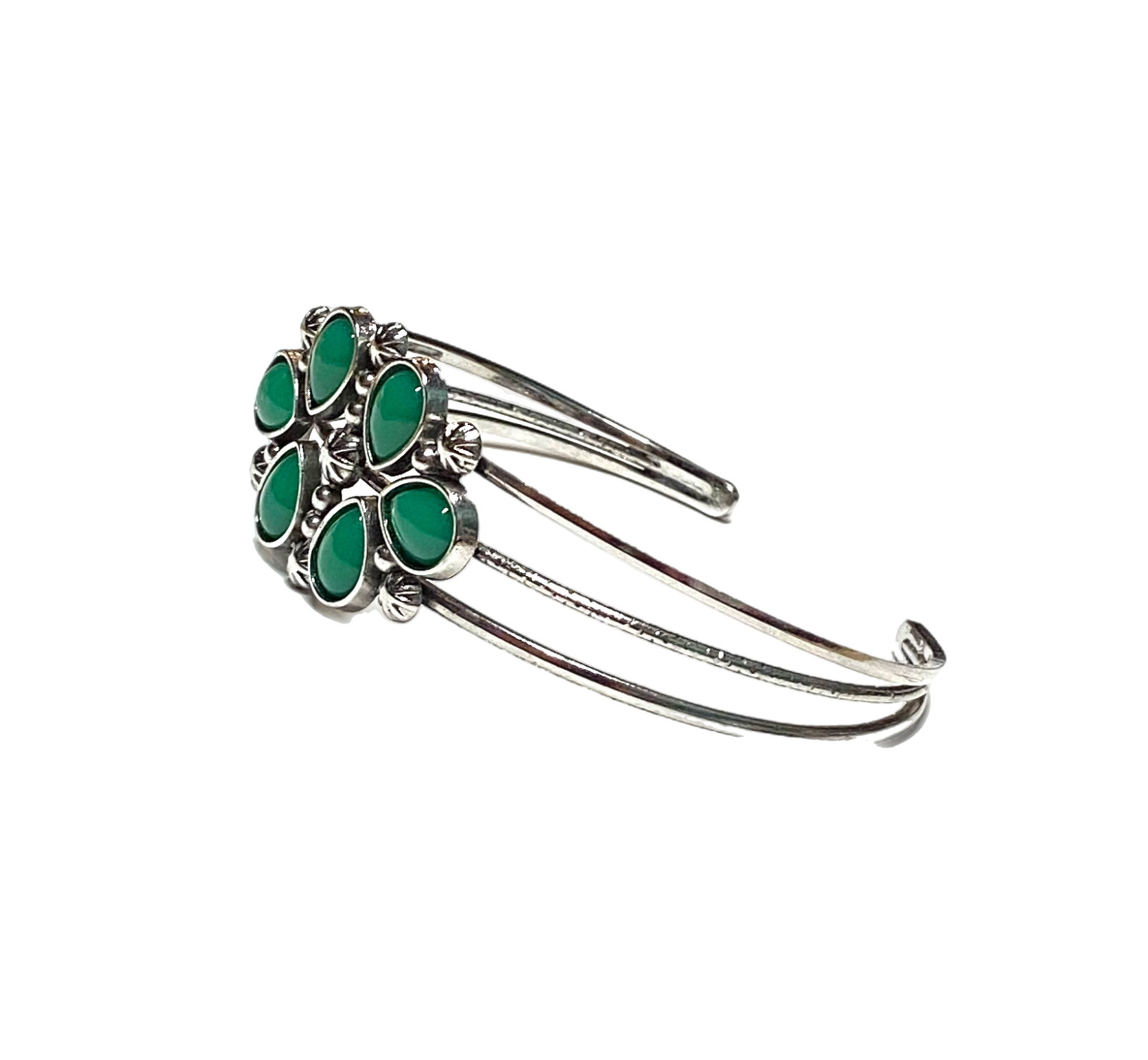 Paparazzi Taj Mahal Meadow Green Cuff Bracelet Bangle Silver Tone 7” Fashion EUC