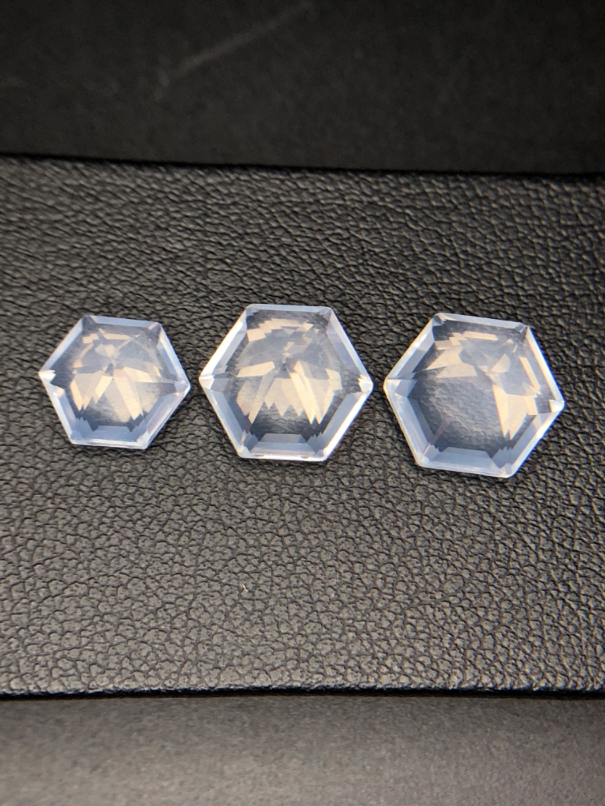 Natural Moon Quartz Lot 10.03 Ct 3 Hexagon Cut White Loose Gems Africa VSI