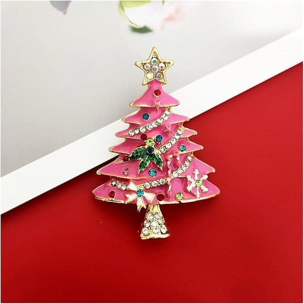 Broche arbol navidad rosa vintage pin sombrero brillante accesorio para mujer