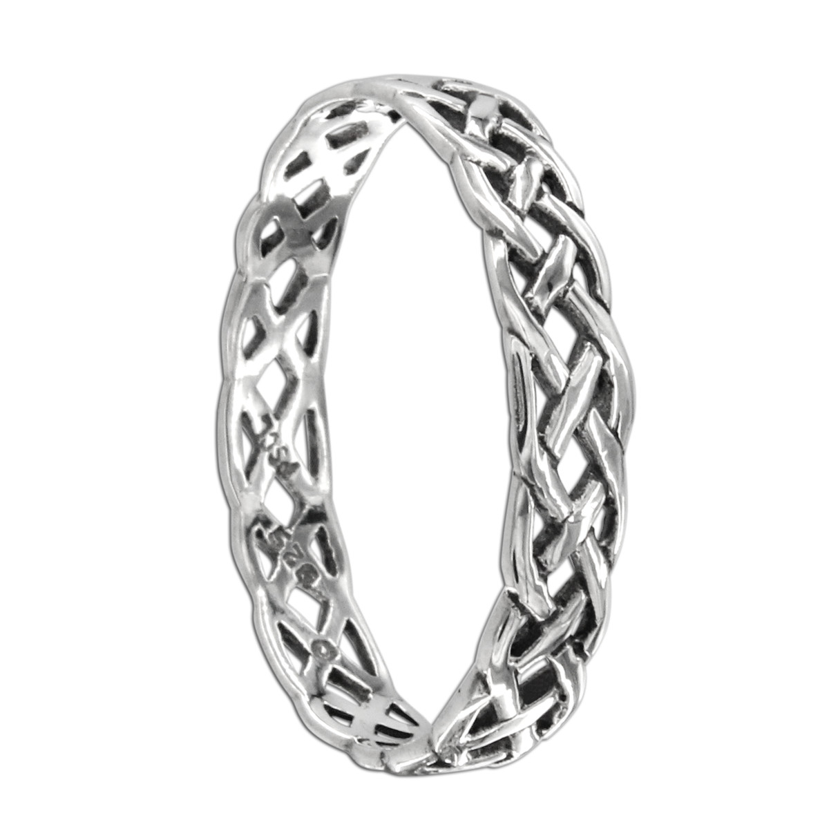 Small Narrow Woven Celtic Knot Ring Band Sz 4-15 Sterling Silver Irish Jewelry
