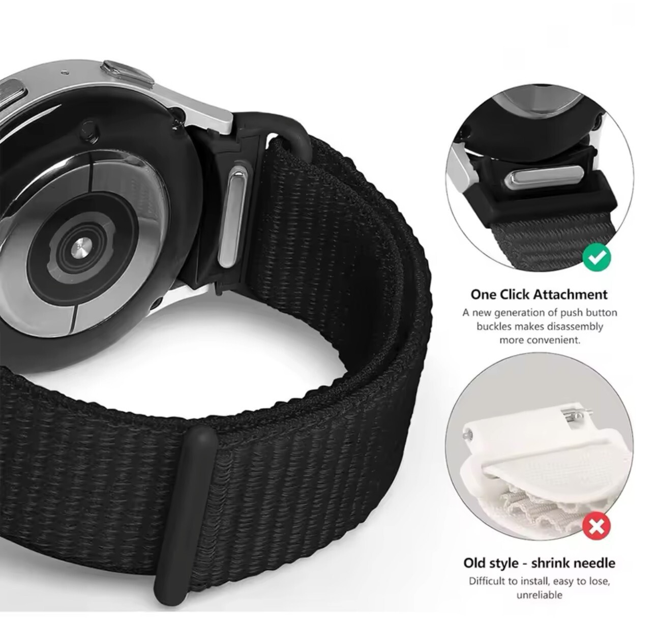 Sport Nylon Watch Band Strap For Samsung Galaxy Watch 4 5 6 7 40mm 44mm 45mm