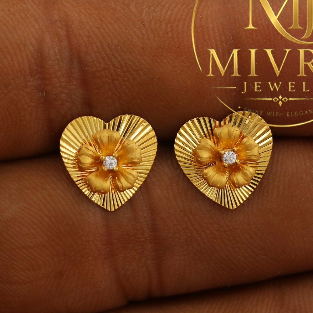 22K Print True Gold 1.1cm Cluster Earrings Simple Budget Gift 1.97g
